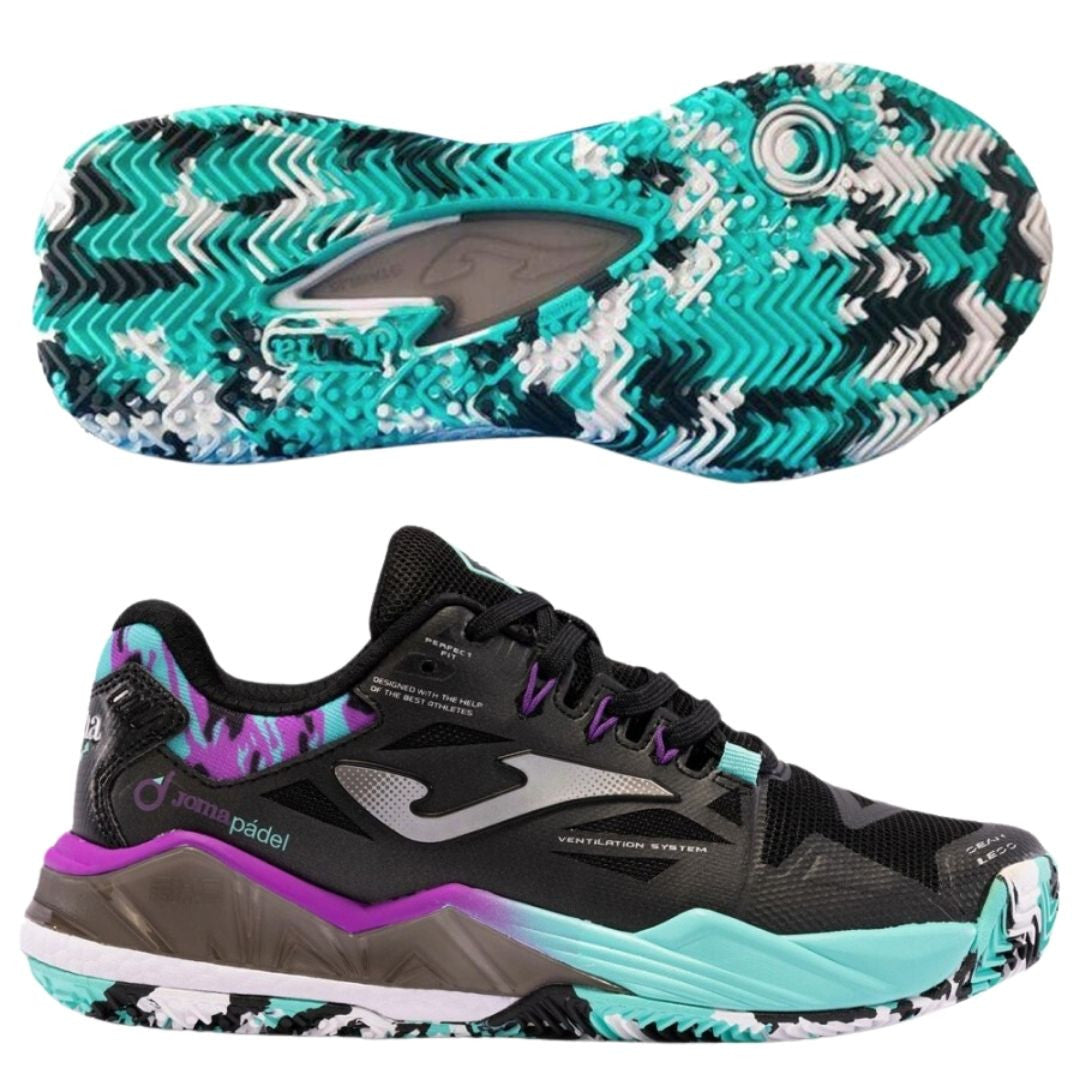 Zapatillas Joma Mujer Spin Lady Negro/Turquesa/Morado
